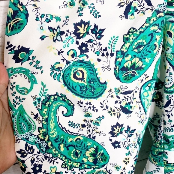 Janie & Jack High Waist Wide Leg Floral Paisley Green White Pants Girls Size 5 - Picture 4 of 11